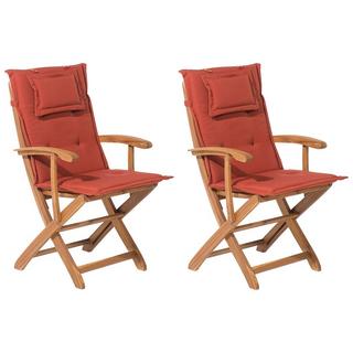 Beliani Lot de 2 chaises en Acacia Traditionnel MAUI  