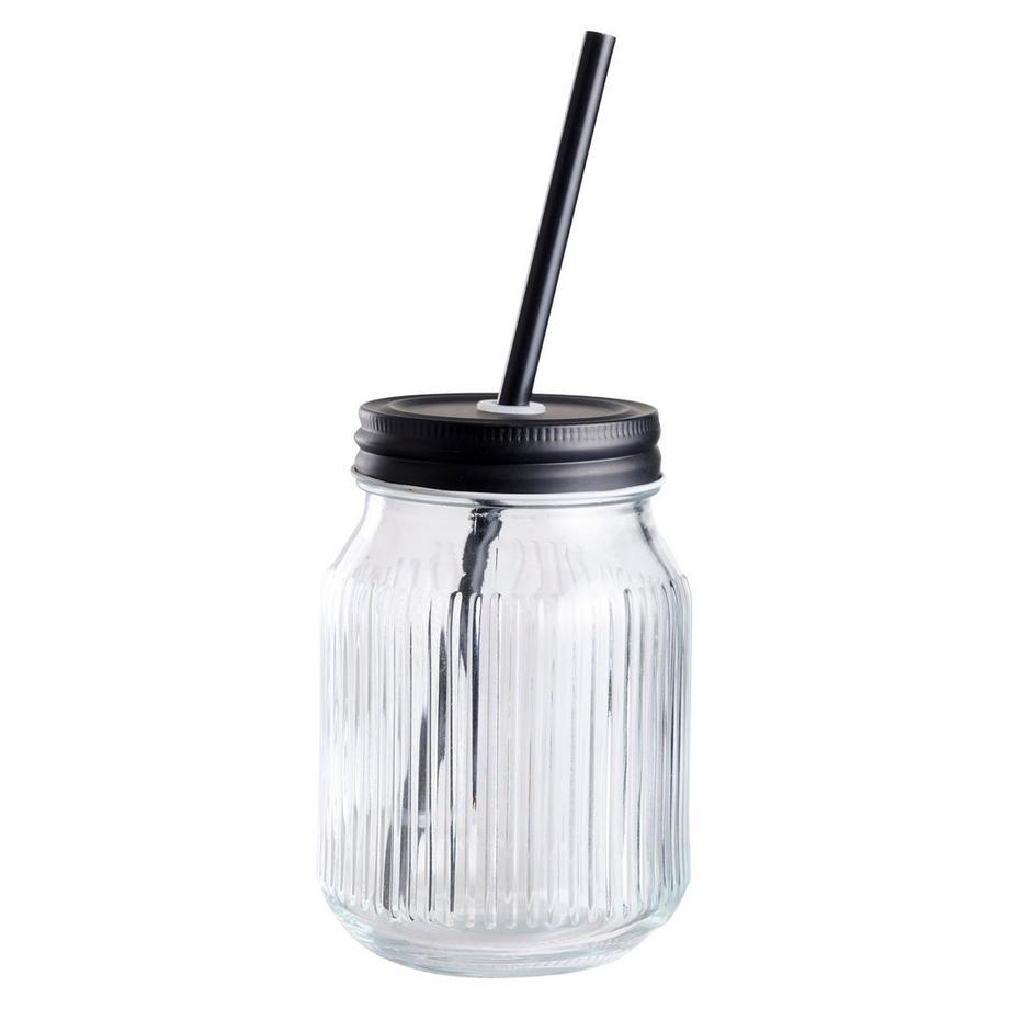 SCHOU  Trinkglas mit Strohhalm 0,45l 