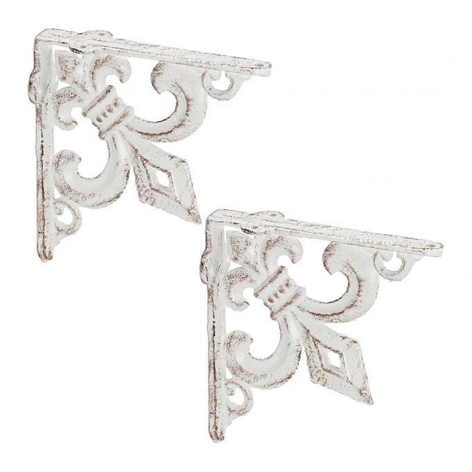 2x Regalträger mit französischer Lilie Gusseisen