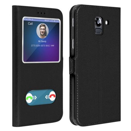 Avizar  Étui Folio Fenêtre Galaxy J6 Noir 