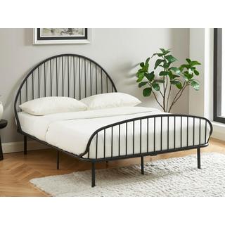 Vente-unique Lit 140 x 190 cm - Métal - Noir + Matelas - ISELIA  