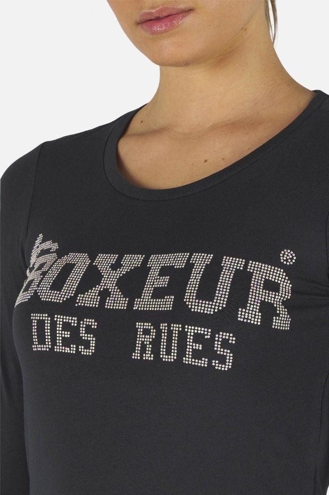 BOXEUR DES RUES  T-Shirt mit Strass-Logo 