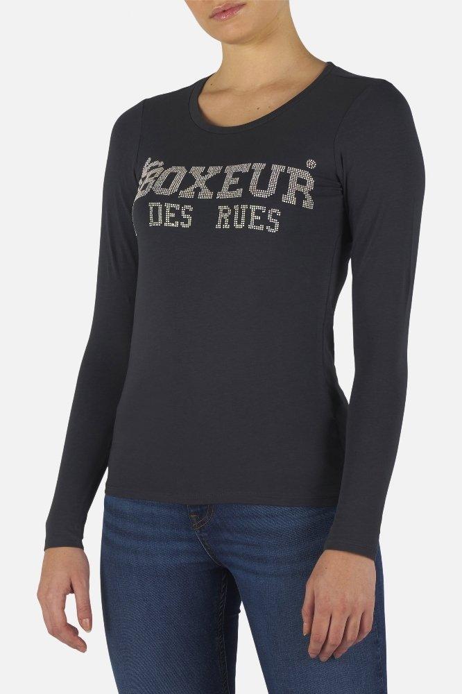 BOXEUR DES RUES  T-Shirt mit Strass-Logo 