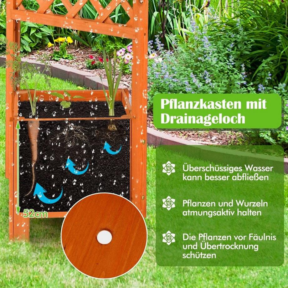 Northix Bac à plantes parterre de 180 cm de haut avec treillis orange  