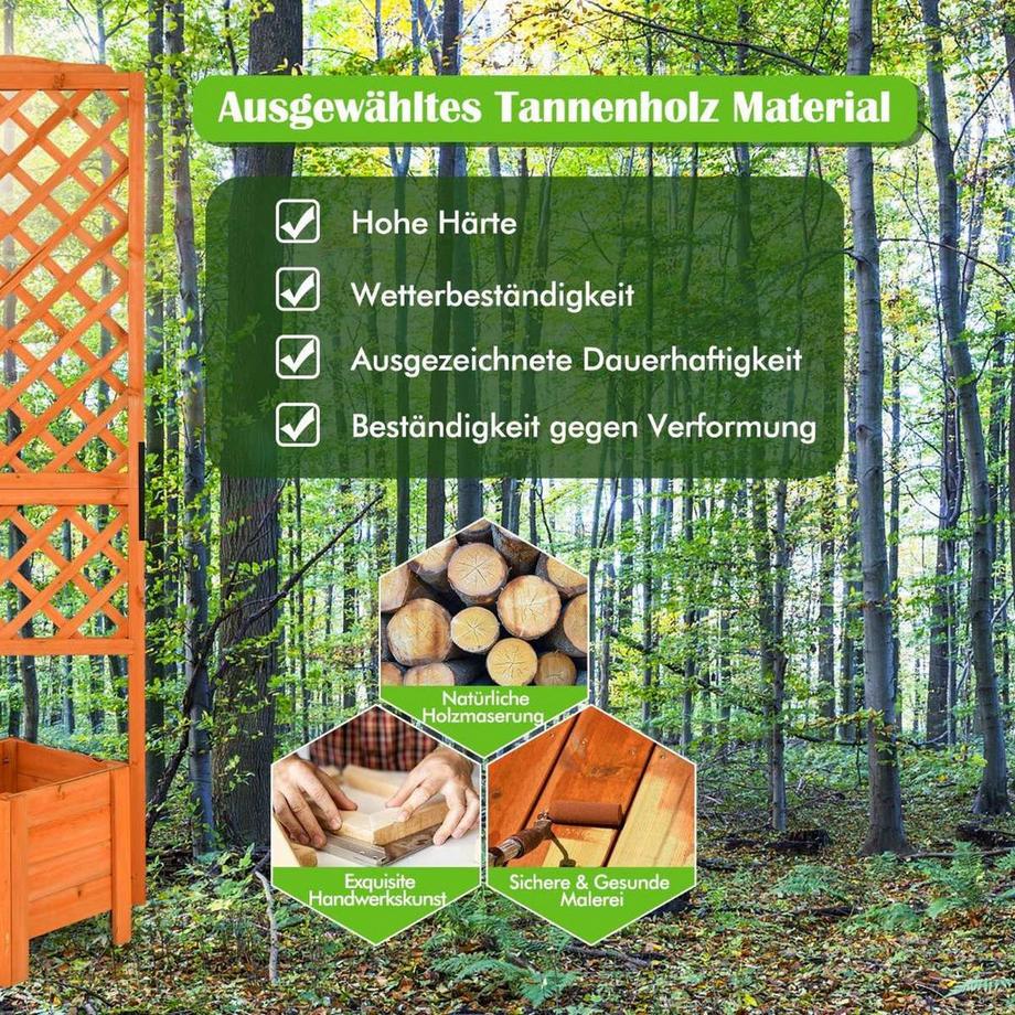 Northix Bac à plantes parterre de 180 cm de haut avec treillis orange  