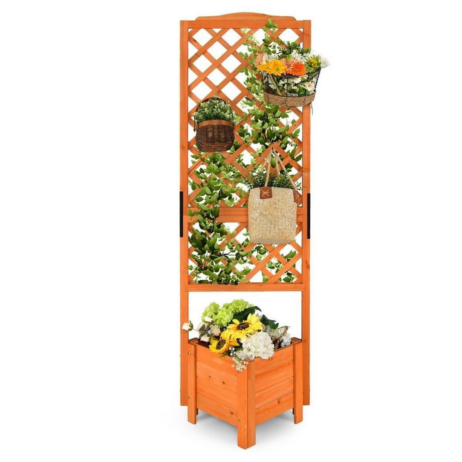 Bac à plantes parterre de 180 cm de haut avec treillis orange