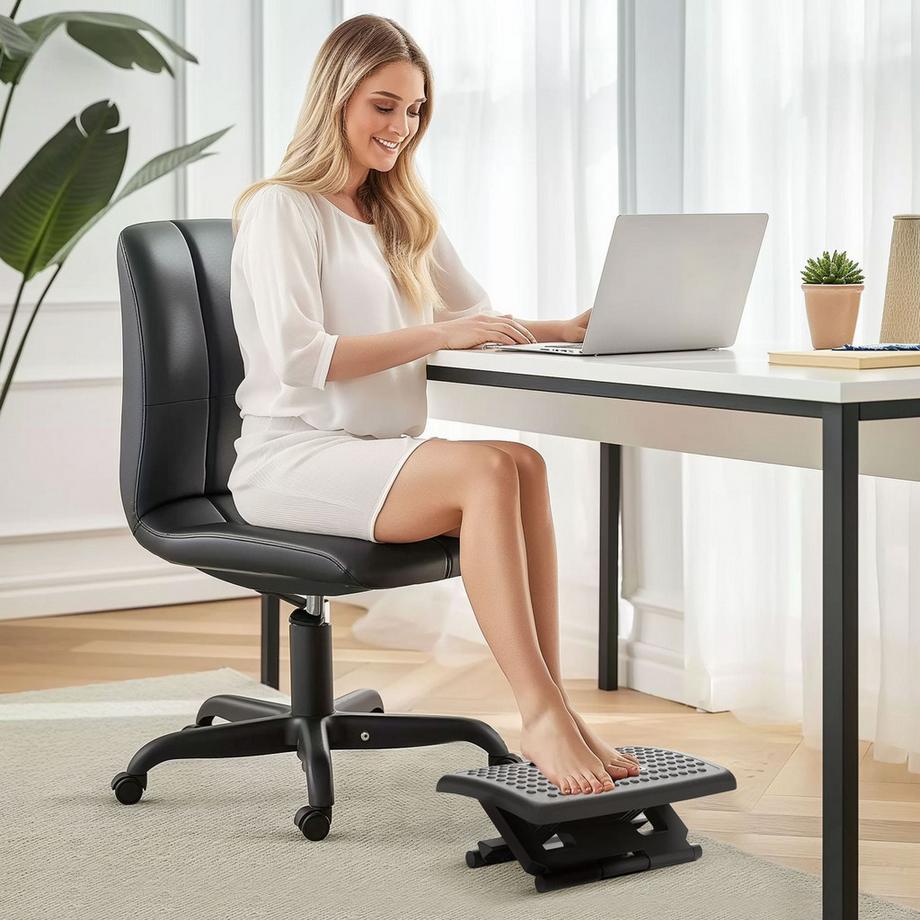 Northio  Fußstütze Schreibtisch Höhenverstellbar Fußablage, Ergonomische Fußstütze, Rutschfest, für Homeoffice, Büro, Schwarz 