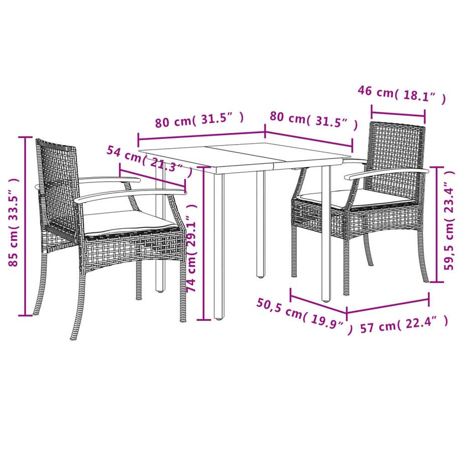 VidaXL set da pranzo da giardino Polirattan  