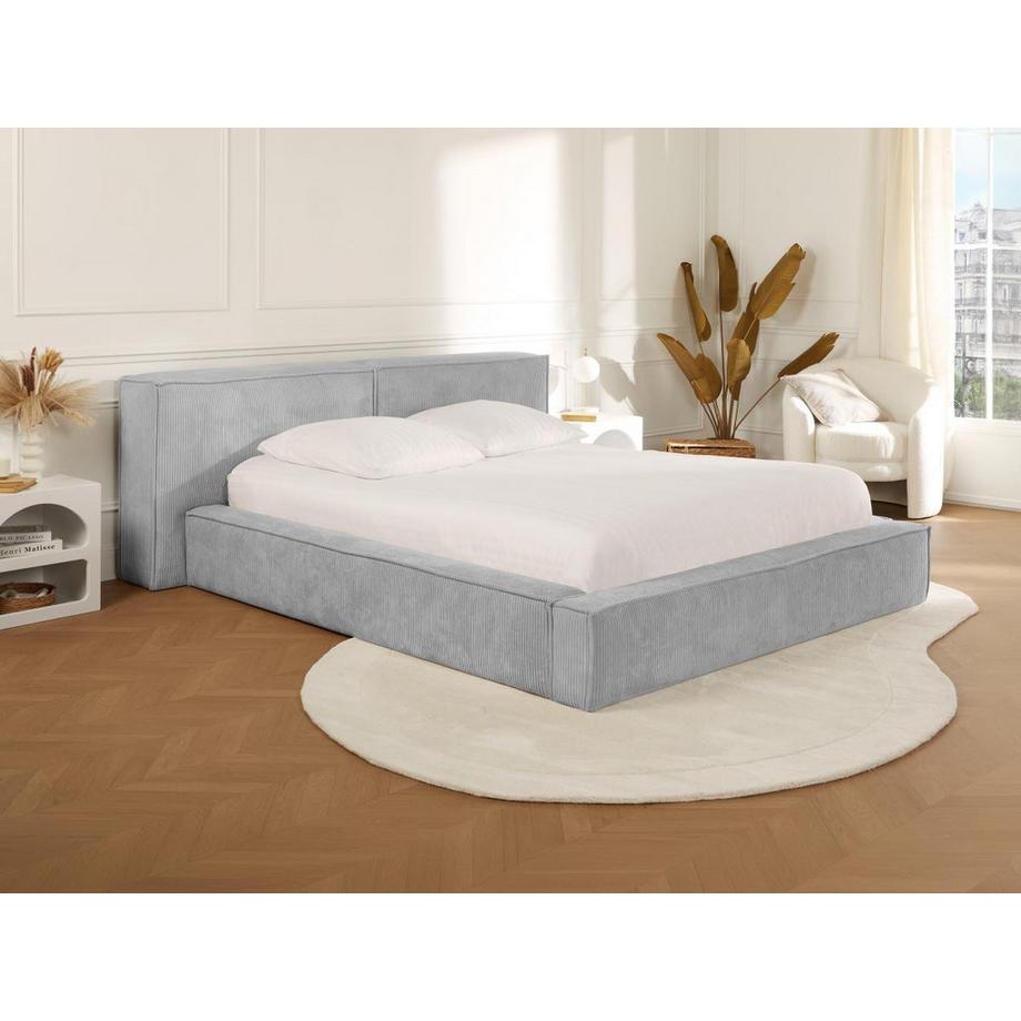 PASCAL MORABITO Lit coffre 180 x 200 cm - Velours côtelé - Gris clair - TIMANO de Pascal Morabito  