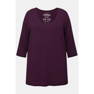 Ulla Popken  T-shirt manches 3/4, profond décolleté rond 