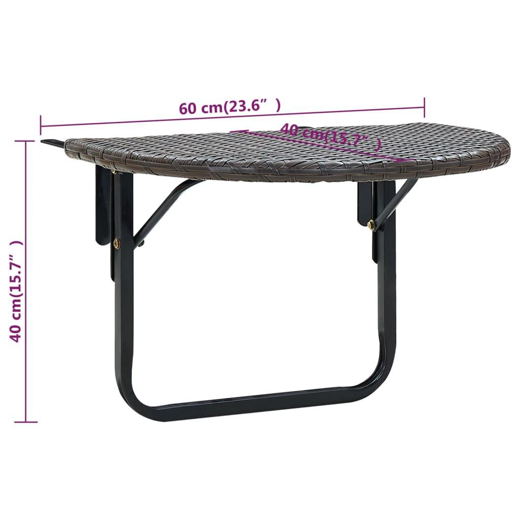 VidaXL Table de balcon rotin synthétique  