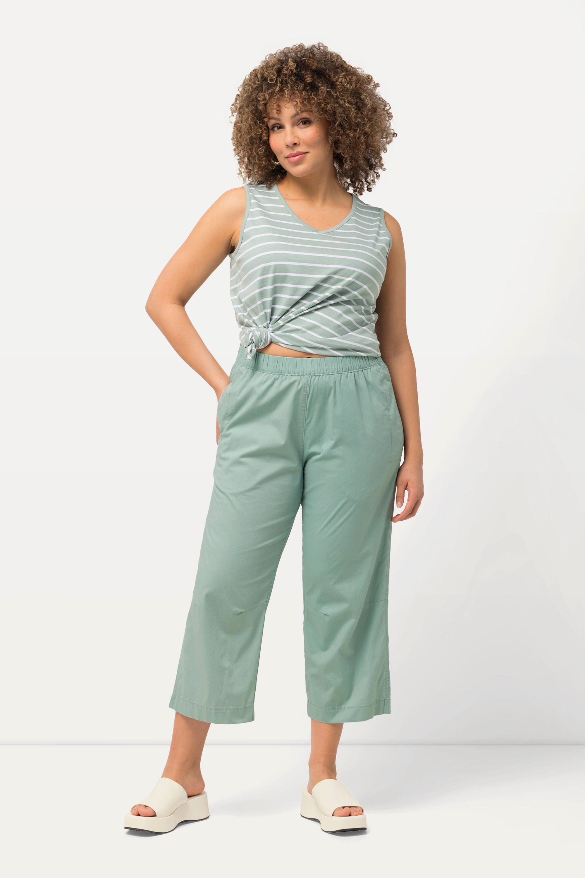 Ulla Popken  Pantalon 7/8 Ruby avec genoux préformés, jambes droites et taille élastique 