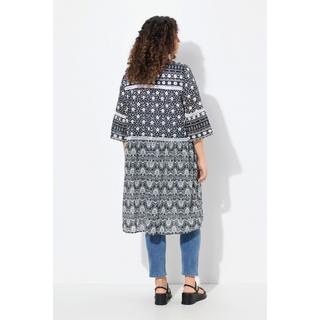 Ulla Popken Longjacke Mustermix V-Ausschnitt 3/4 Glockenarm  