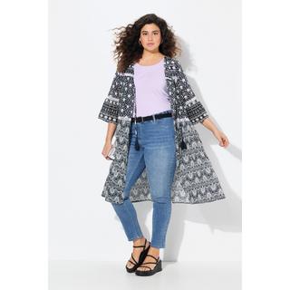 Ulla Popken Longjacke Mustermix V-Ausschnitt 3/4 Glockenarm  