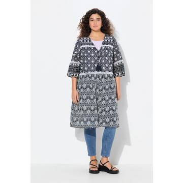 Longjacke, Mustermix, V-Ausschnitt, 3/4-Glockenarm