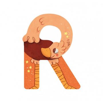Holzbuchstabe R orange L'alphabet, Moulin Roty