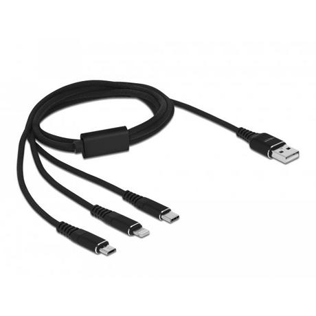 DeLock  87155 cavo USB 1 m USB 2.0 USB A Micro-USB B/Lightning/Apple 30-pin Nero 