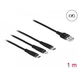 DeLock  87155 cavo USB 1 m USB 2.0 USB A Micro-USB B/Lightning/Apple 30-pin Nero 