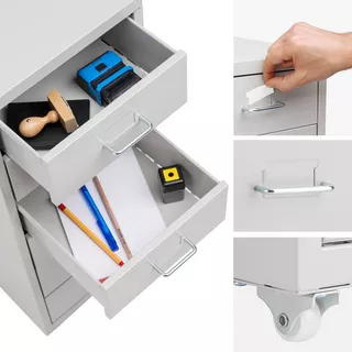 Tectake Rollcontainer aus Metall 41x28x69cm  