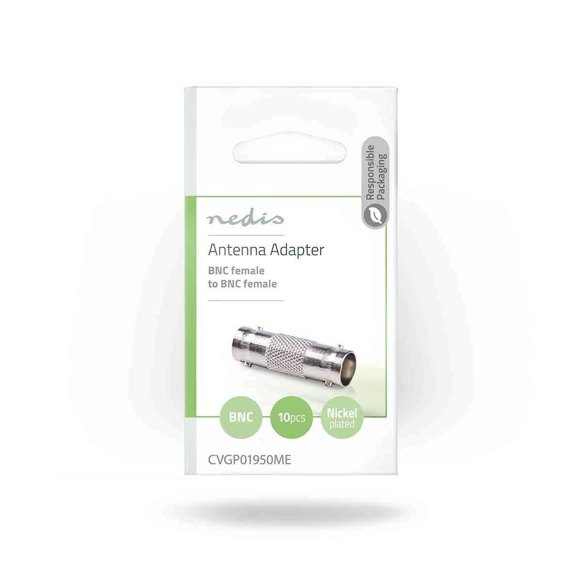 Nedis  Adattatore BNC | BNC Femmina | BNC Femmina | Nichelato | 50 Ohm | Dritto | Metallo | Argento | 10 pz. | Busta 