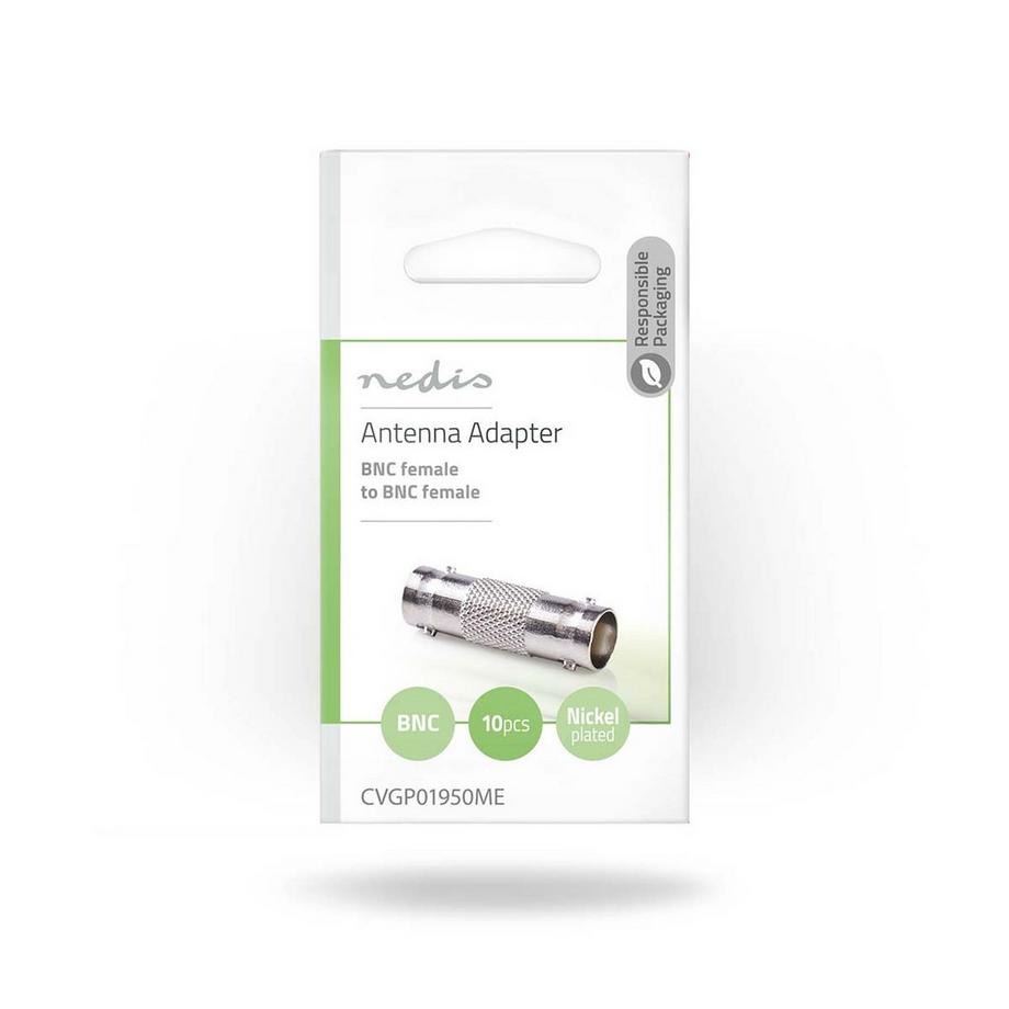 Nedis  Adattatore BNC | BNC Femmina | BNC Femmina | Nichelato | 50 Ohm | Dritto | Metallo | Argento | 10 pz. | Busta 
