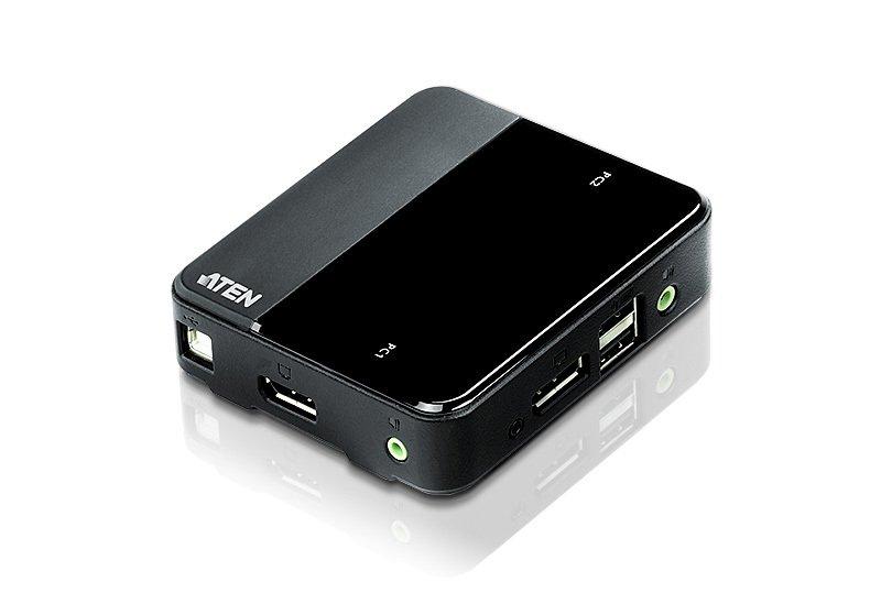 Image of ATEN 2-Port USB DisplayPort/Audio KVM Switch (4K unterstützt und Kabel enthalten)