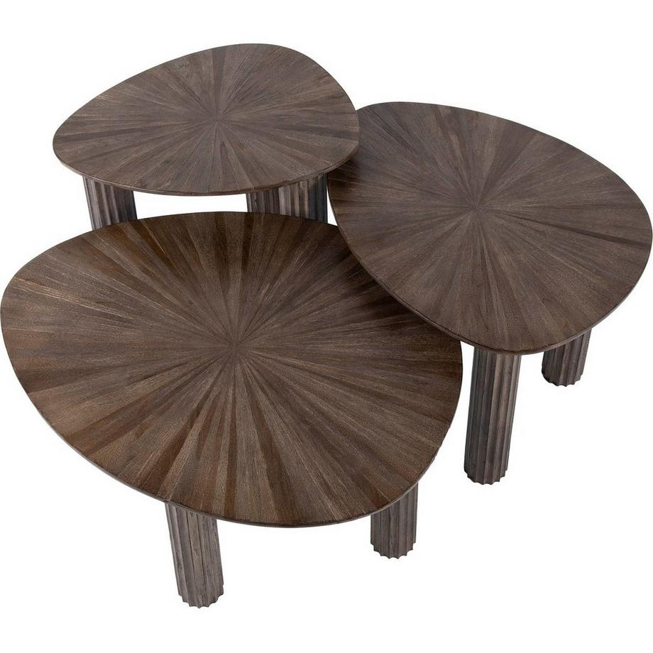 mutoni Beistelltisch Maya dreieckig Teak espresso (3er-Set)  
