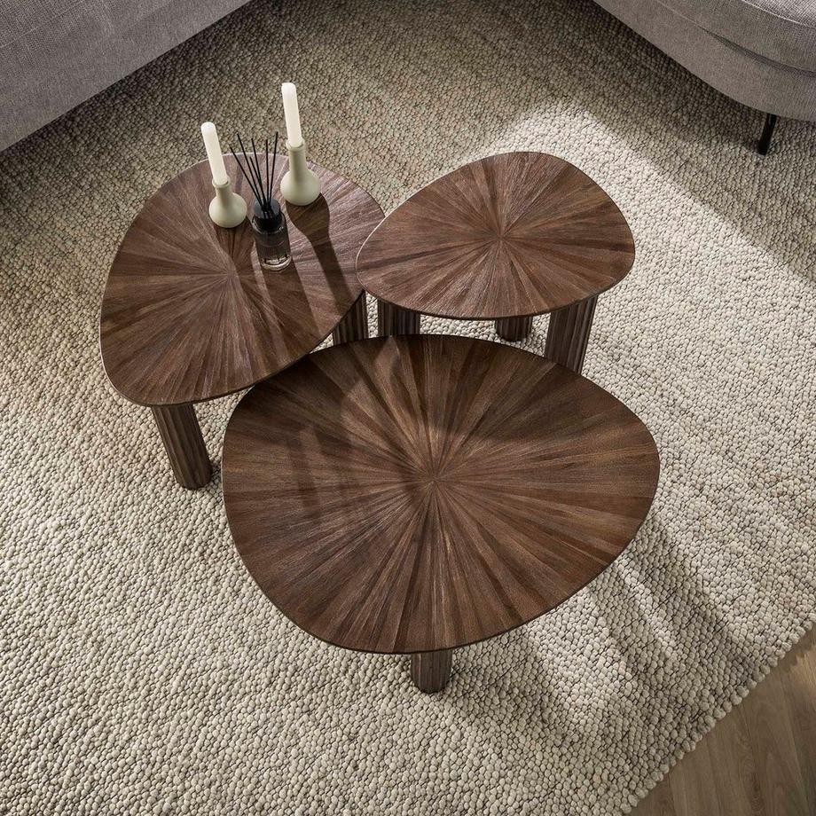 mutoni Beistelltisch Maya dreieckig Teak espresso (3er-Set)  