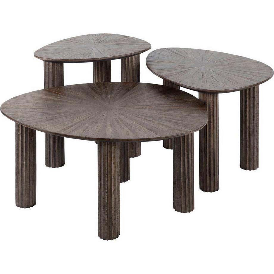 mutoni Beistelltisch Maya dreieckig Teak espresso (3er-Set)  