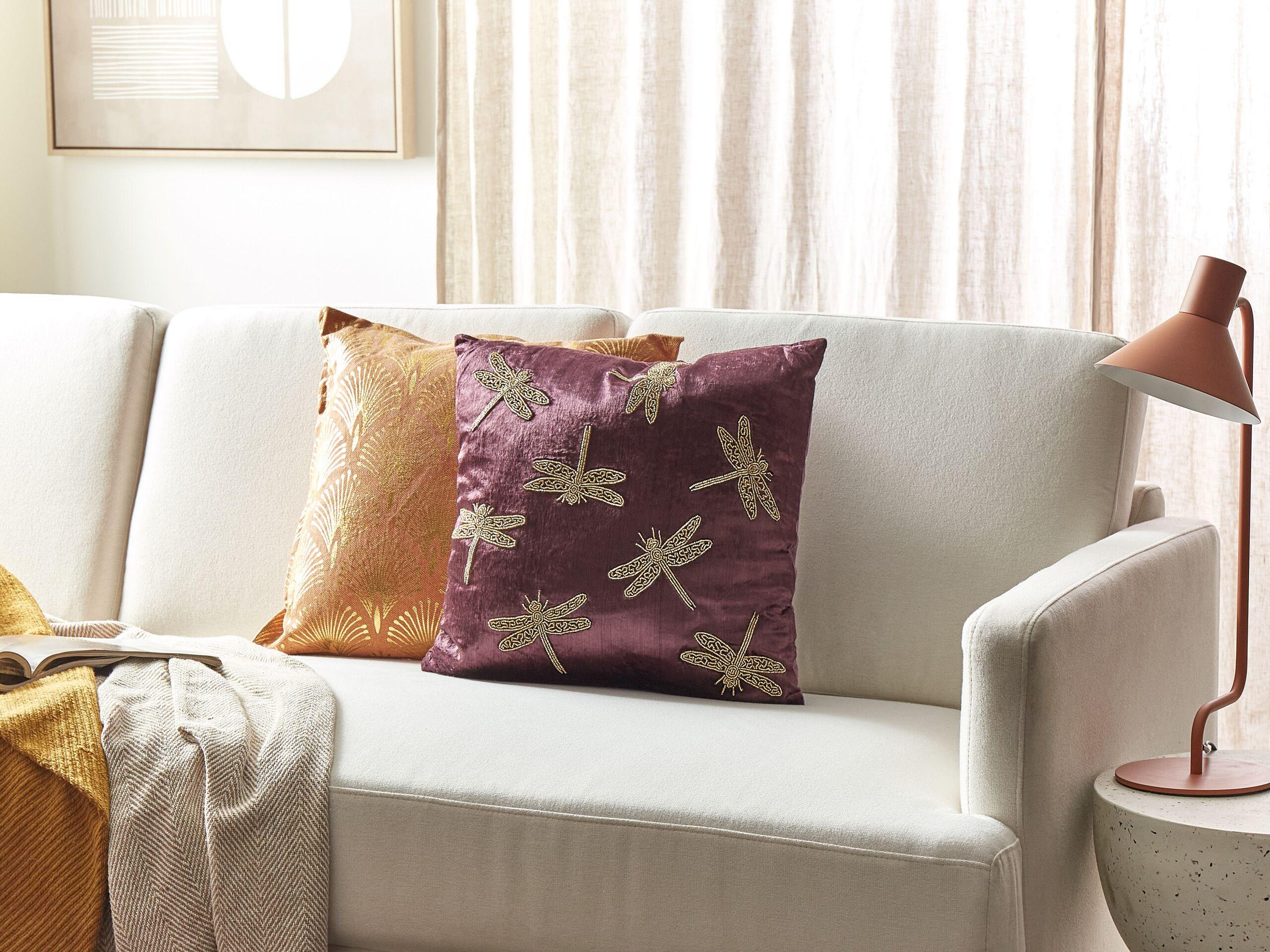 Beliani Coussin en Velours Moderne DAYLILY  