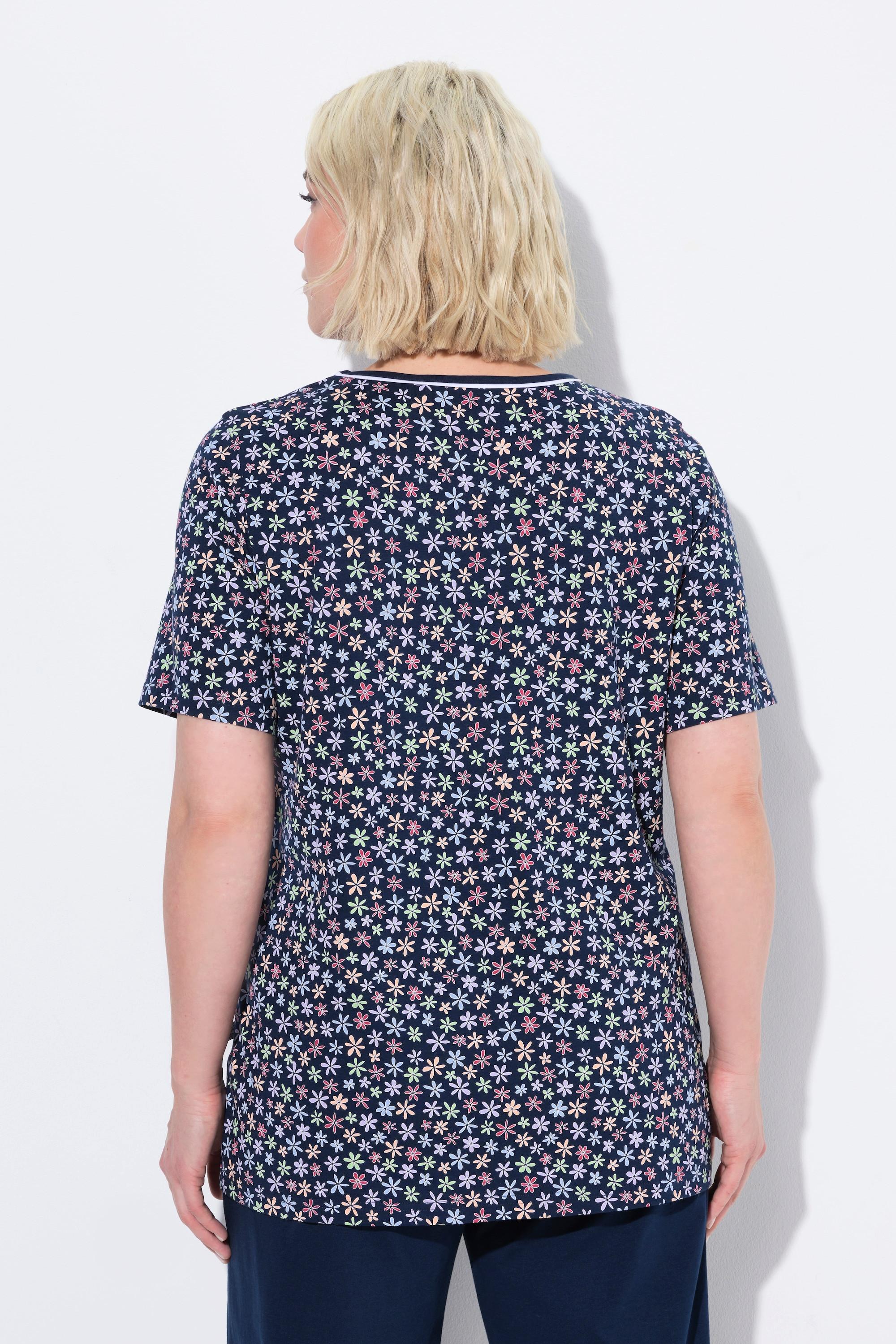 Ulla Popken Maglia pigiama floreale Scollo a V Mezza manica  