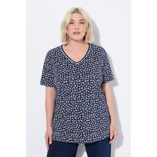 Ulla Popken Maglia pigiama floreale Scollo a V Mezza manica  