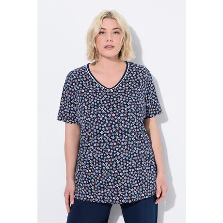 Ulla Popken Maglia pigiama floreale Scollo a V Mezza manica  