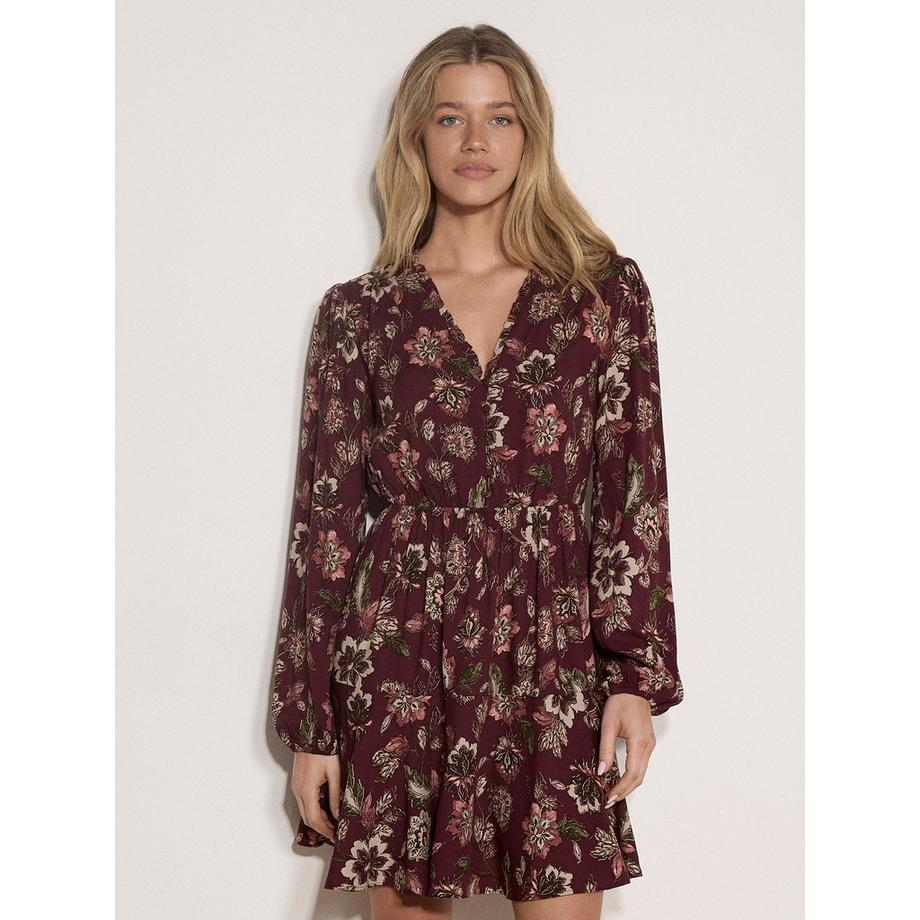 Mini-Kleid mit folkloristischem Blumenmuster