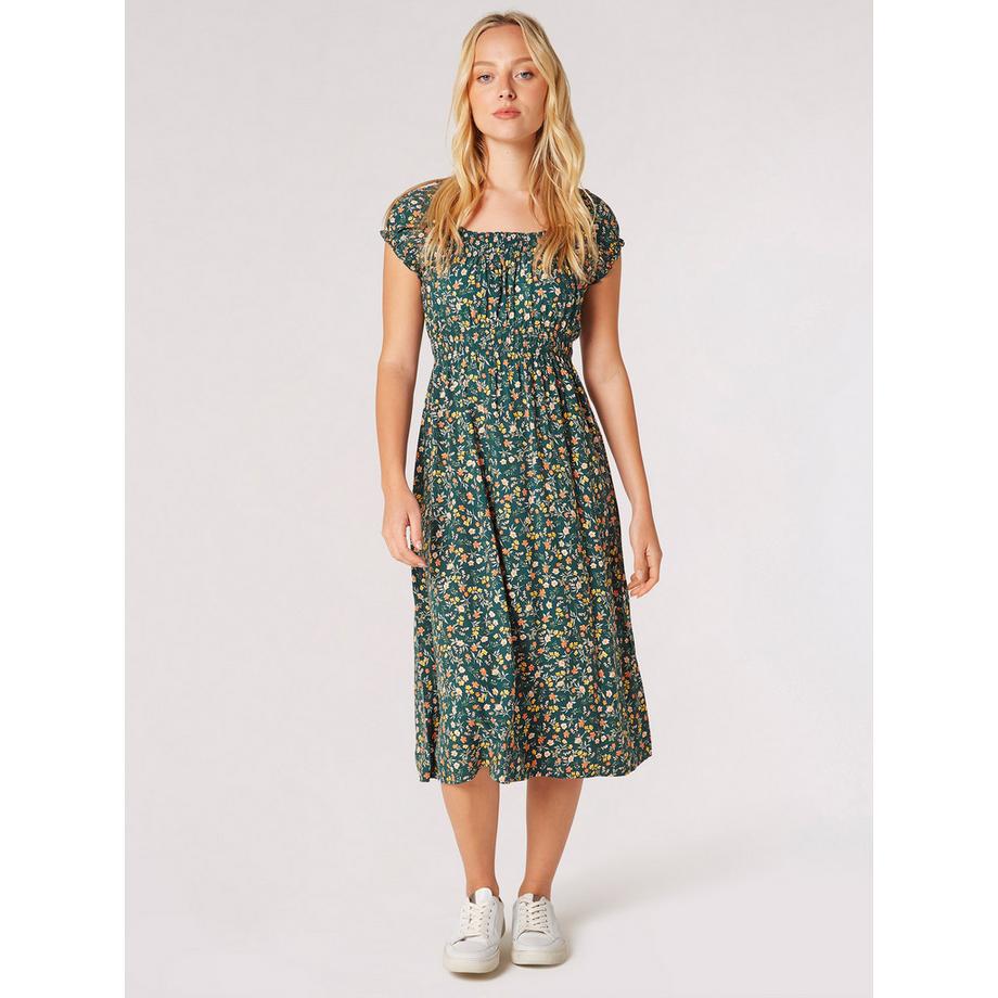 Robe midi à fleurs « Garden » style laitière