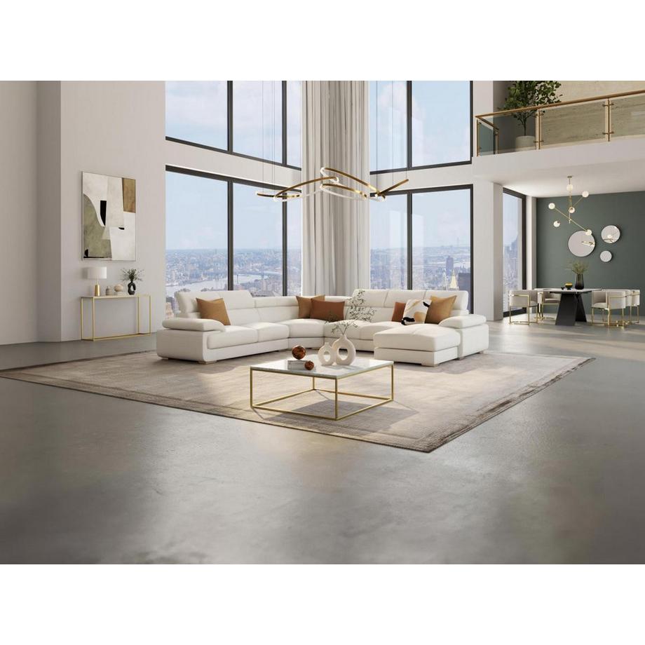 Vente-unique Canapé panoramique 7 places en cuir ELEVANTO Angle droit  