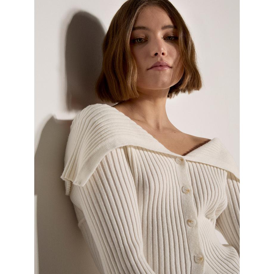 APRICOT Cardigan en maille côtelée à large col  