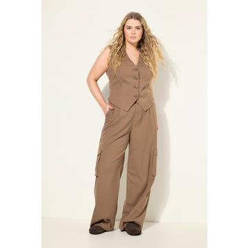 Pantalon cargo taille haute et jambe large, taille partiellement élastique et poches cargo