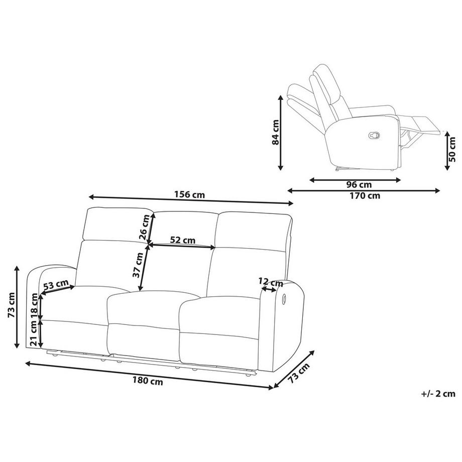 Beliani Canapé 3 places en Velours Moderne VERDAL  