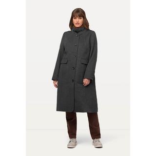 Ulla Popken  Manteau style tyrolien à col montant et fermeture éclair à double sens, fourrure tissée 