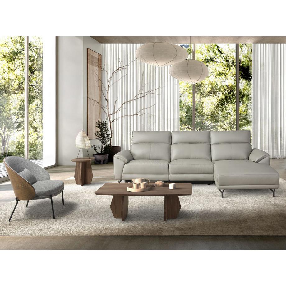 ANGEL CERDA Fauteuil en tissu gris et noyer  