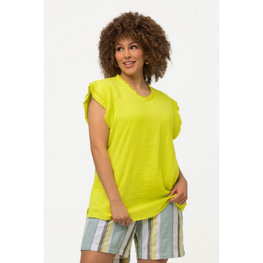 Ulla Popken Mussolina Linea A Scollo V Maniche Corte Blusa  