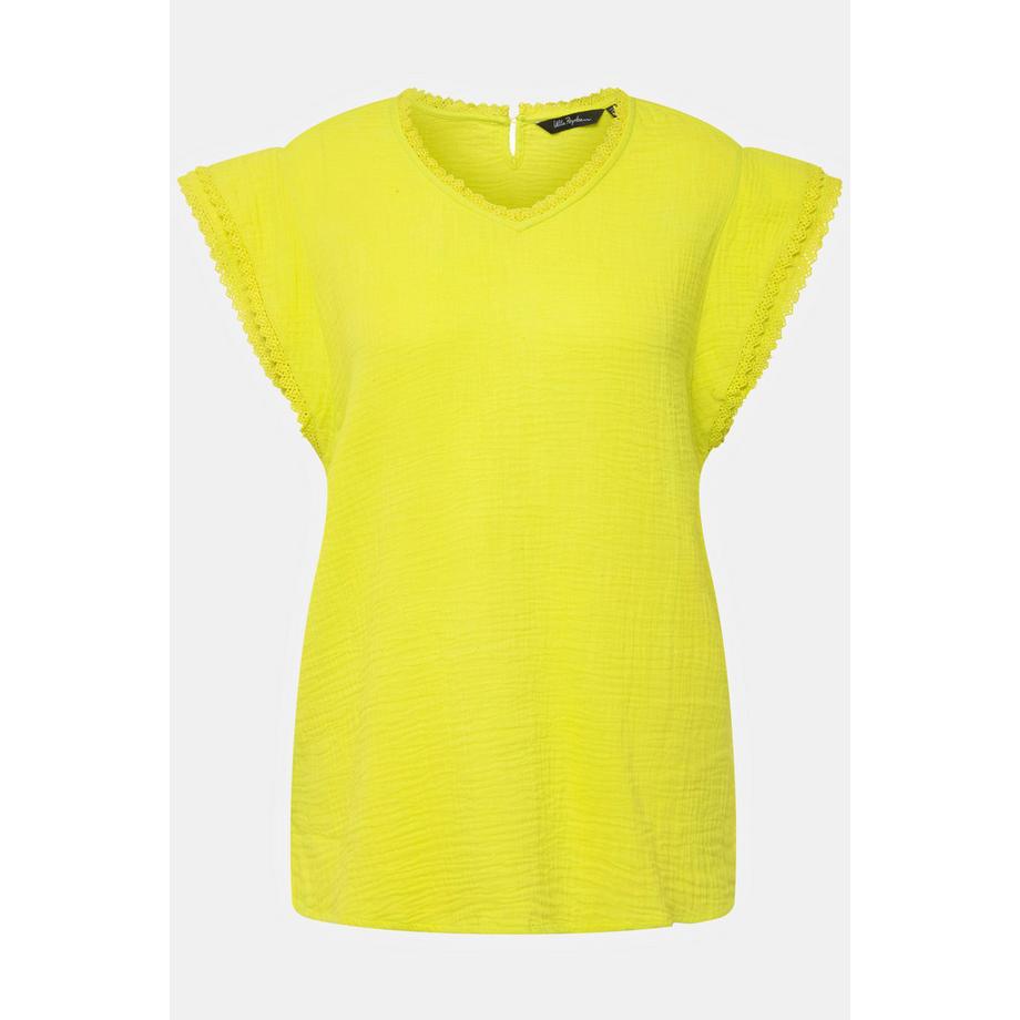 Ulla Popken Mussolina Linea A Scollo V Maniche Corte Blusa  