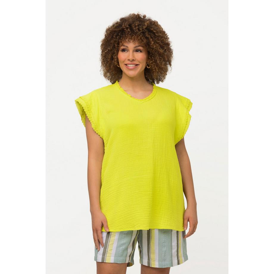 Ulla Popken Mussolina Linea A Scollo V Maniche Corte Blusa  