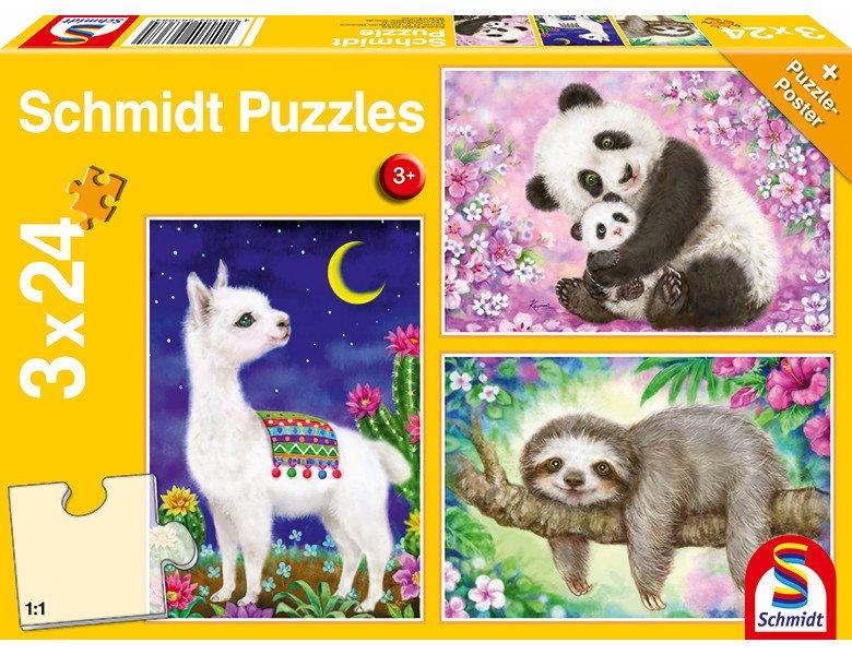 Schmidt  Puzzle Panda, Faultier & Lama (3x24) 