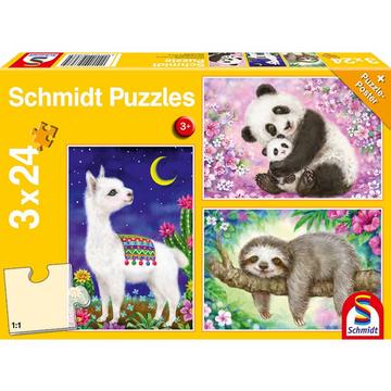 Puzzle Panda, Faultier & Lama (3x24)