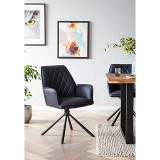 mutoni Chaise de salle à manger avec accoudoirs Drubstix bleu foncé (lot de 2)  