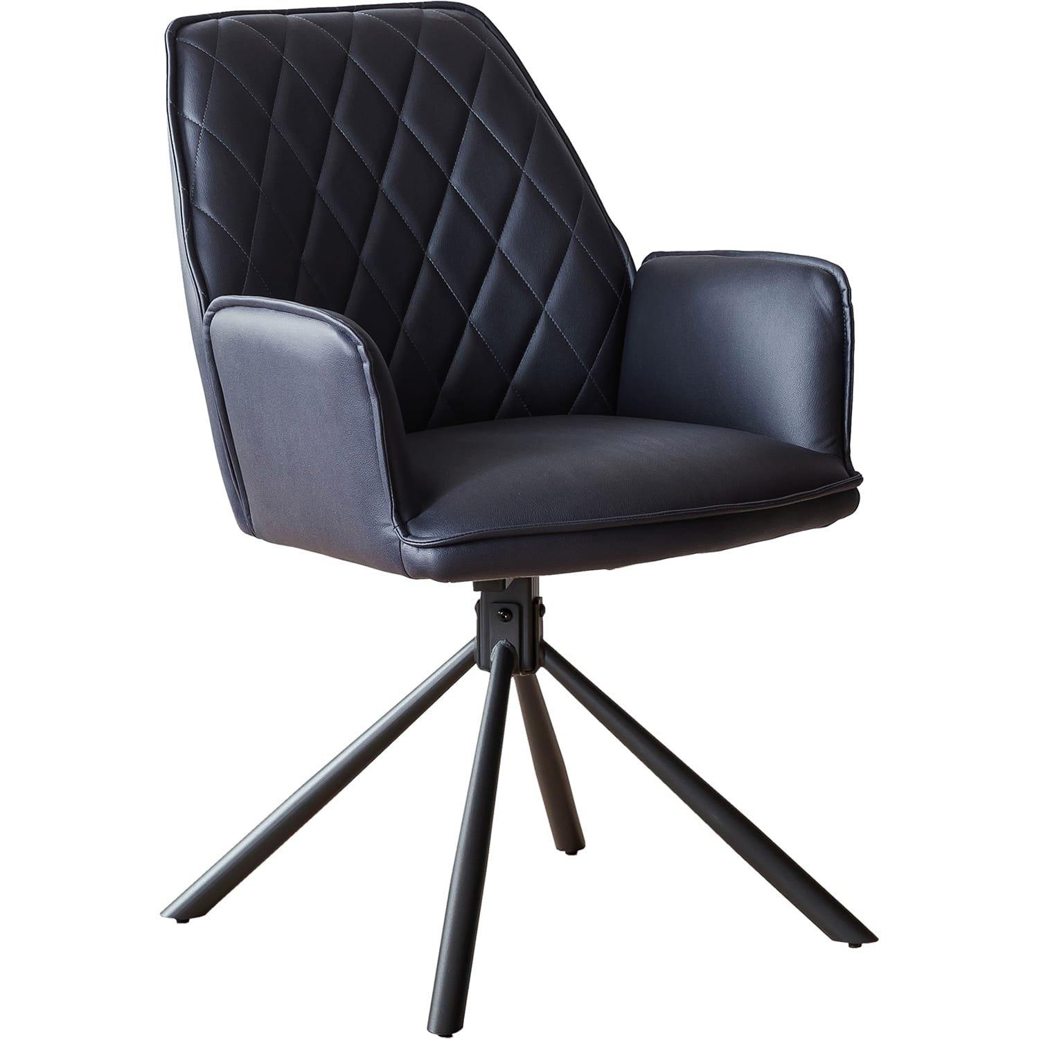 mutoni Chaise de salle à manger avec accoudoirs Drubstix bleu foncé (lot de 2)  