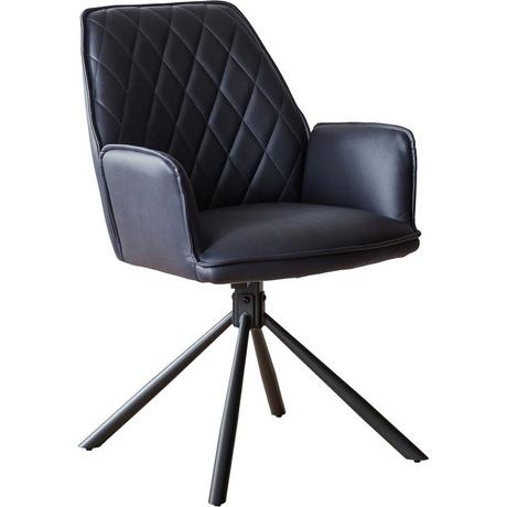 mutoni Chaise de salle à manger avec accoudoirs Drubstix bleu foncé (lot de 2)  