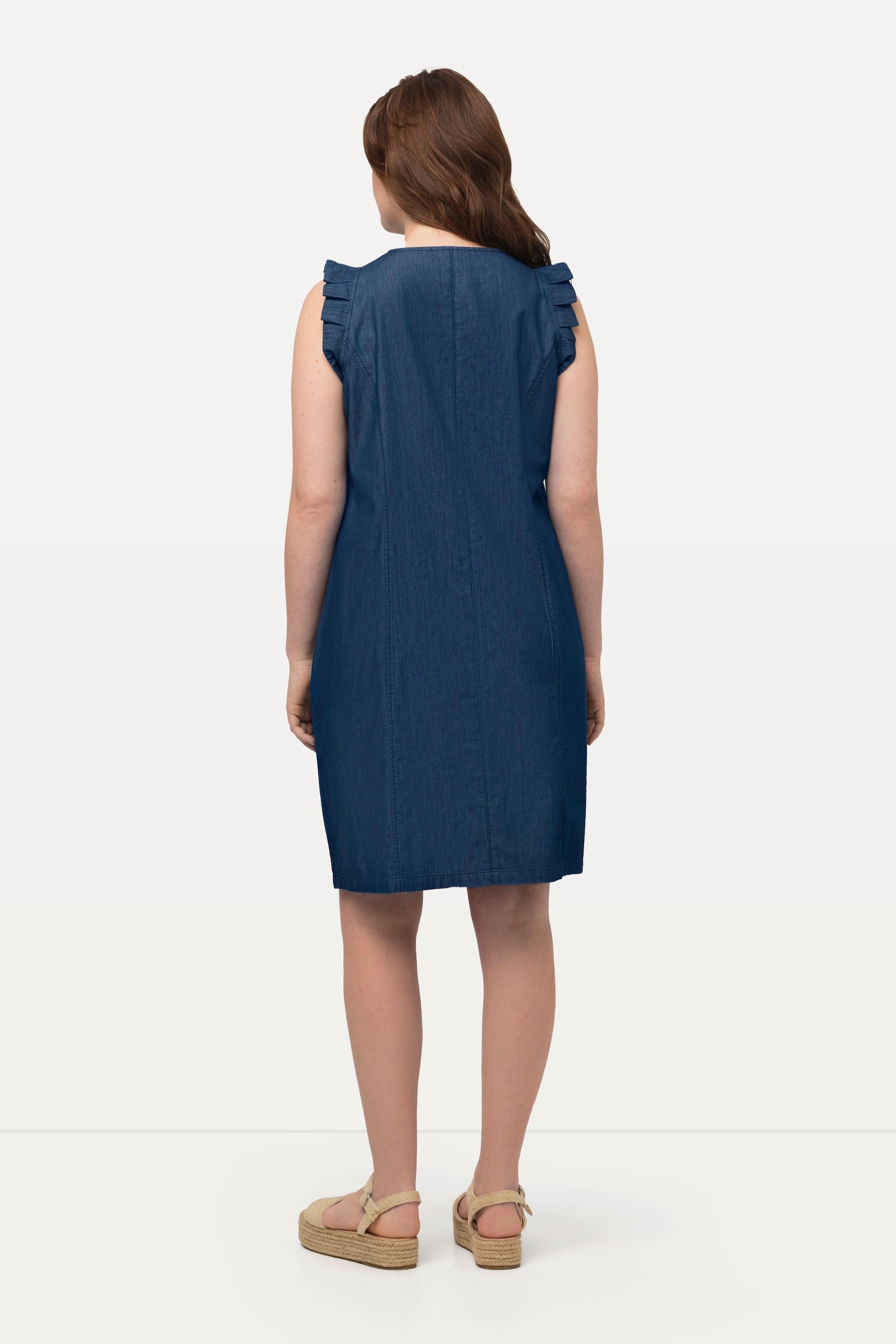 Ulla Popken Robe Effet Jean Ligne A Col V Manches Papillon  